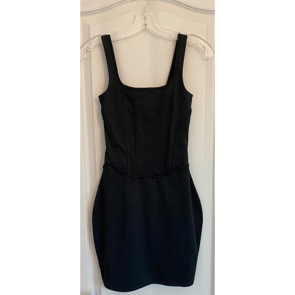 Express Body‎ Contour Black Corset Bodice Square Neck Mini Dress XS - Picture 8 of 9